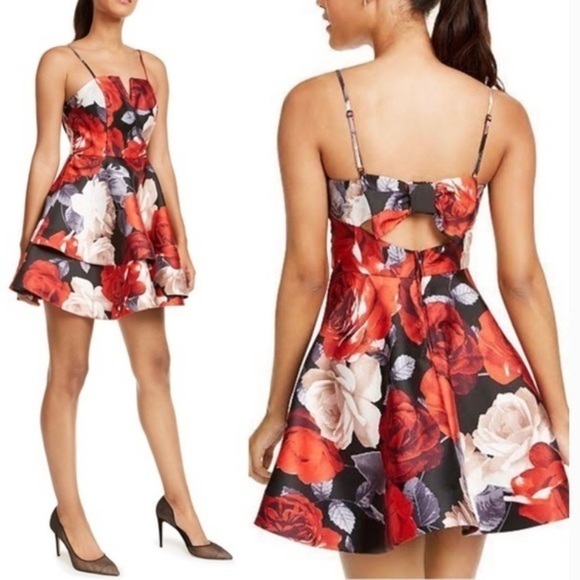 NWT Trixxi Floral Bow Back Dress - Picture 1 of 6